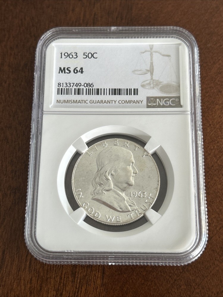 1963 50C Silver Franklin Half Dollar NGC MS64