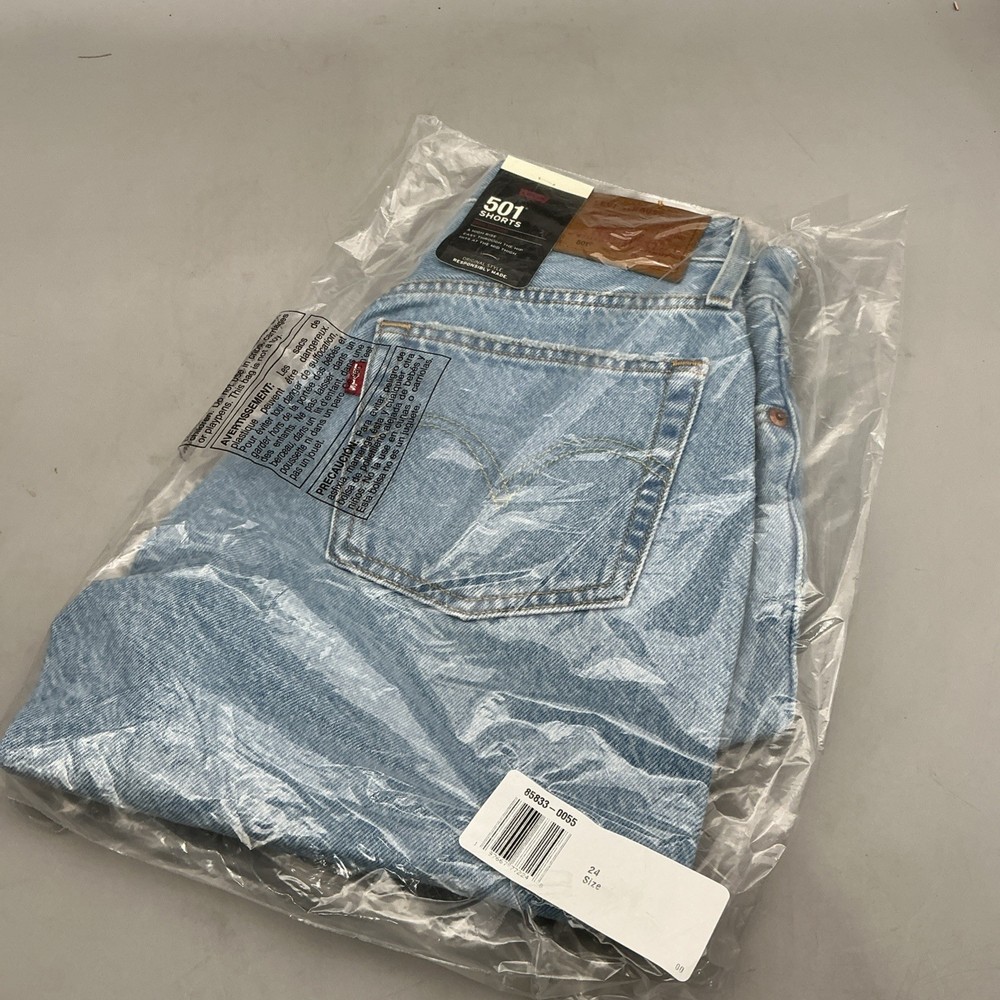 Levi's Women 501 Mid Thigh High Rise Denim Shorts Blue Size 24 Brand New