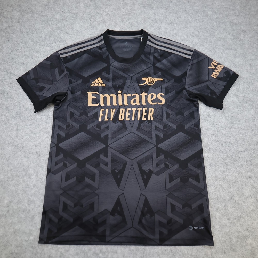 Arsenal Shirt Medium Black Away Kit 2022 2023 Adidas Football Soccer Jersey