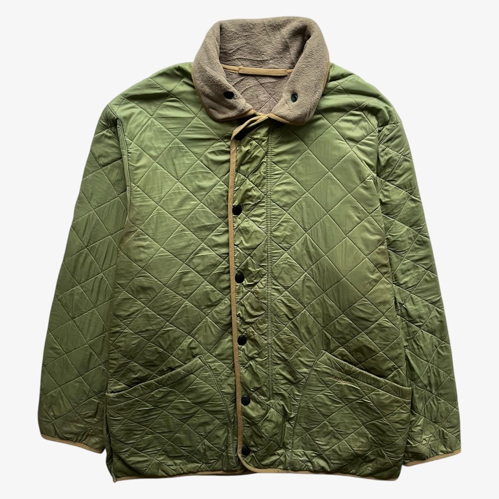 Vintage Y2K Barbour Green Polar Quilted Jacket 90s Retro Men's Coat