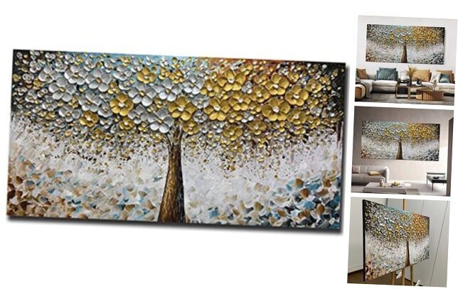 Art - Contemporary Abstract Art Oil Painting On Canvas Texture 3D 30X60 inch