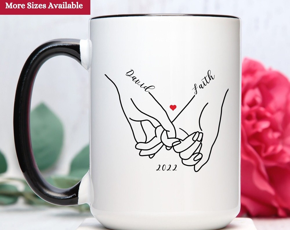 Custom Pinky Promise Coffee Mug - Holding Hands Design for Couples & Friends