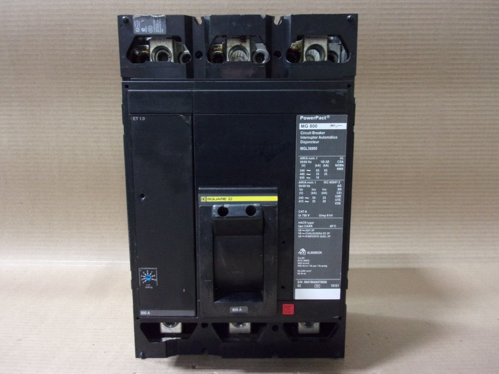 Square D MGL MGL36800 3 Pole 800 Amp 600V Circuit Breaker MGP36800