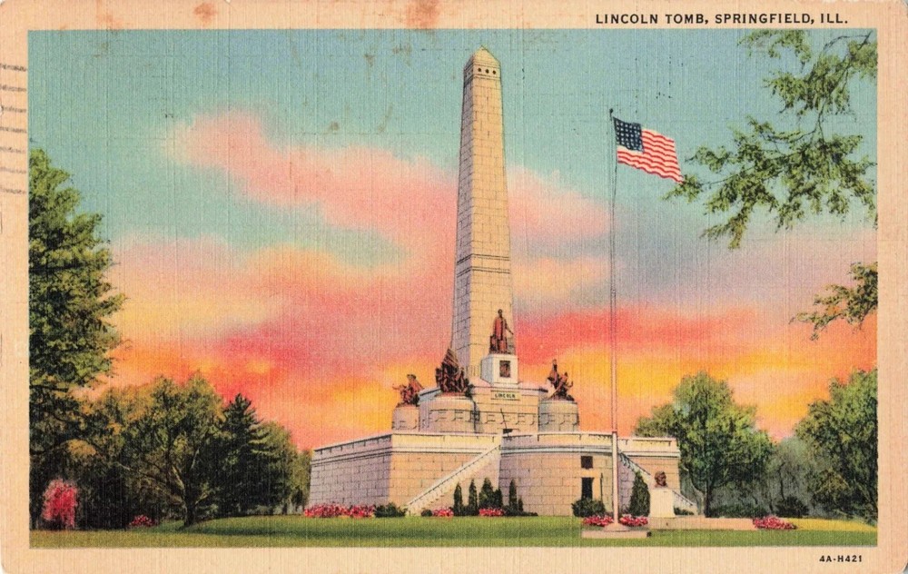 Lincoln Tomb - Springfield Illinois IL - PM 1940 Postcard