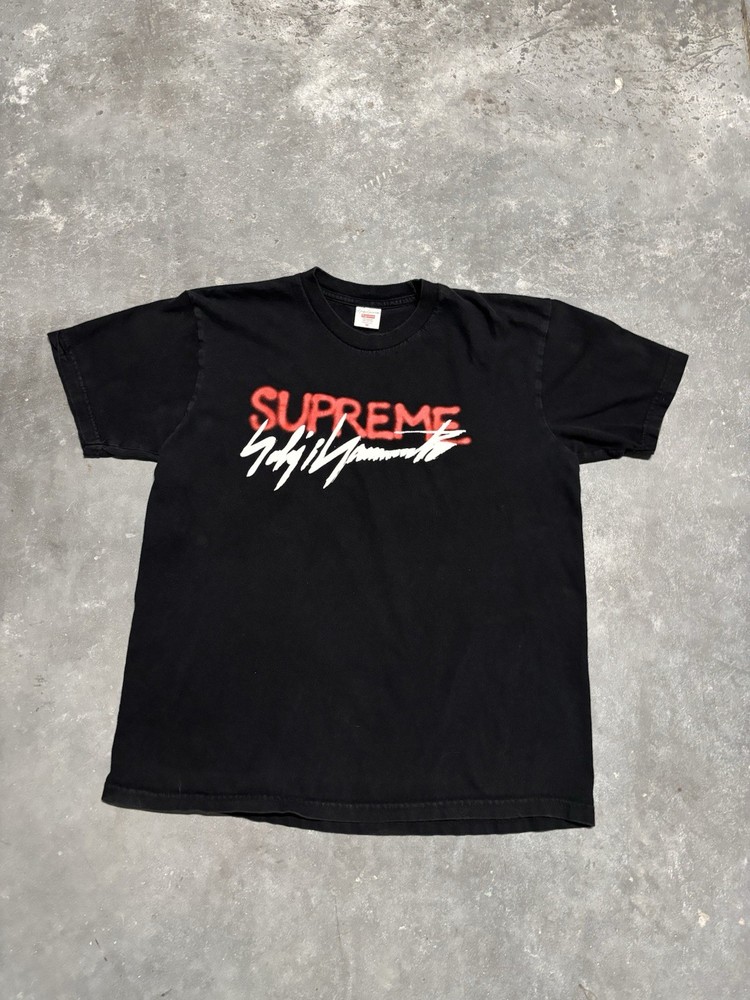 SUPREME x YOHJI YAMAMOTO Signature Logo T-Shirt Tee Black Mens Medium