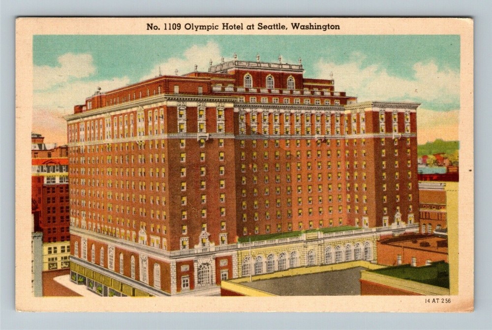 Seattle WA-Washington, Olympic Hotel, Aerial View, Vintage Postcard