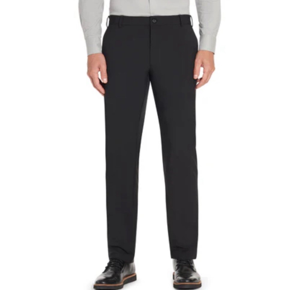 Van Heusen Mens Gray Stretch Dress Pants Size 34Wx29L Black -MP1