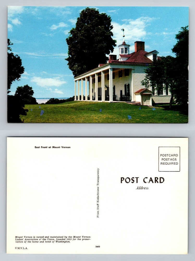 Mount Vernon, VA-Virginia, East Front Mansion Overlooking River Vintage Postcard