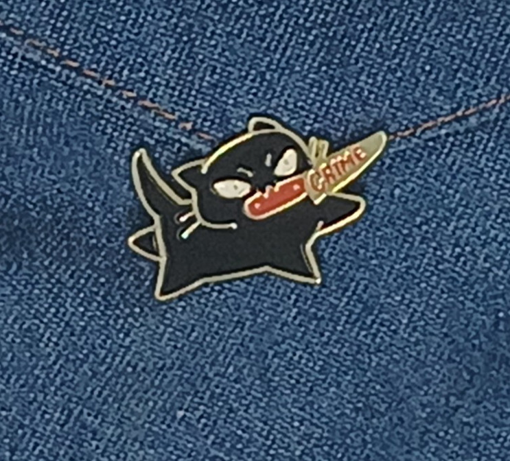 Criminal Kitty Enamel Pin Cute Cat With Knife Crime