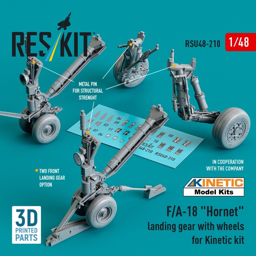 1:48 ResKit RSU48-0210 F/A-18 Hornet Landing Gears Wheels Kinetic 3D