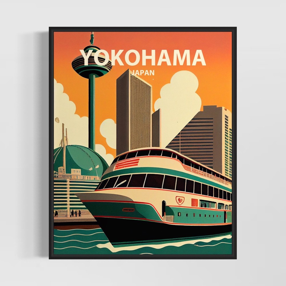 Yokohama Japan Retro Art Print Yokohama Wall Art Illustration Yokohama Vintage