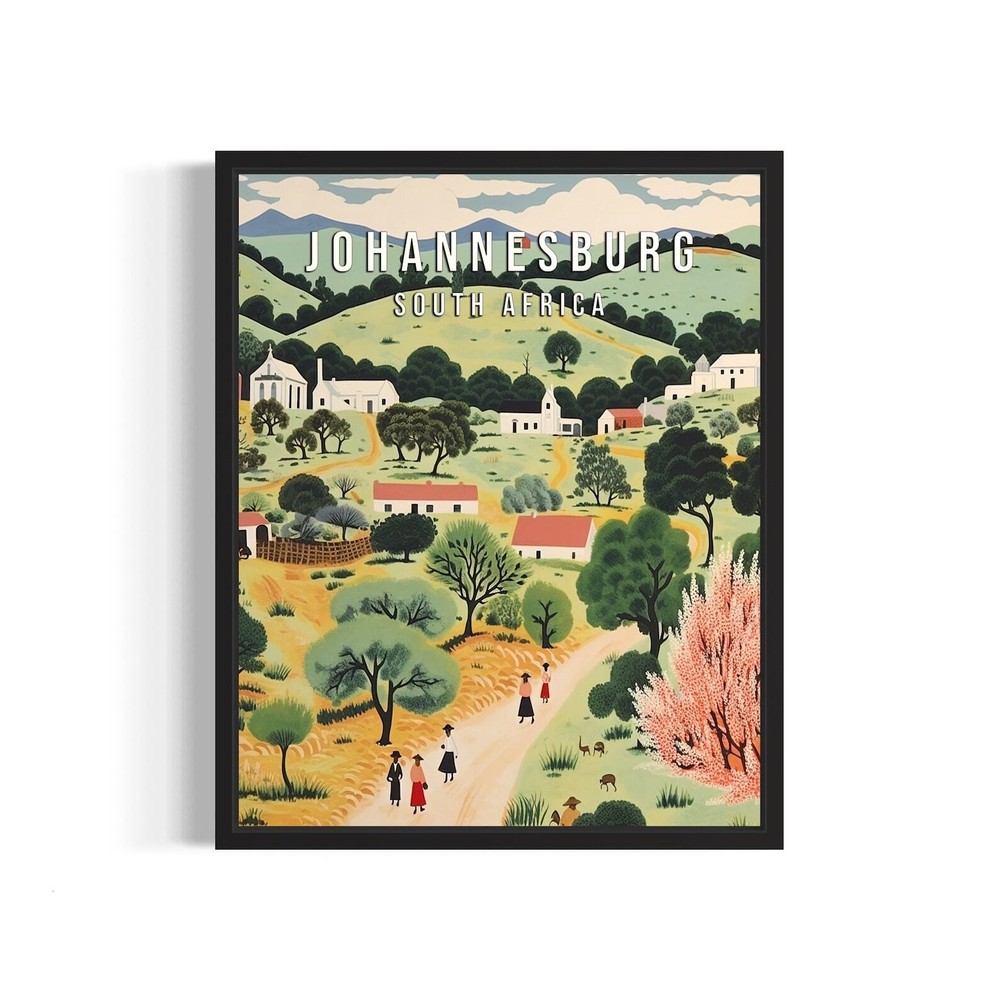 Johannesburg South Africa Poster Art Print Famous City Retro Vintage Painting