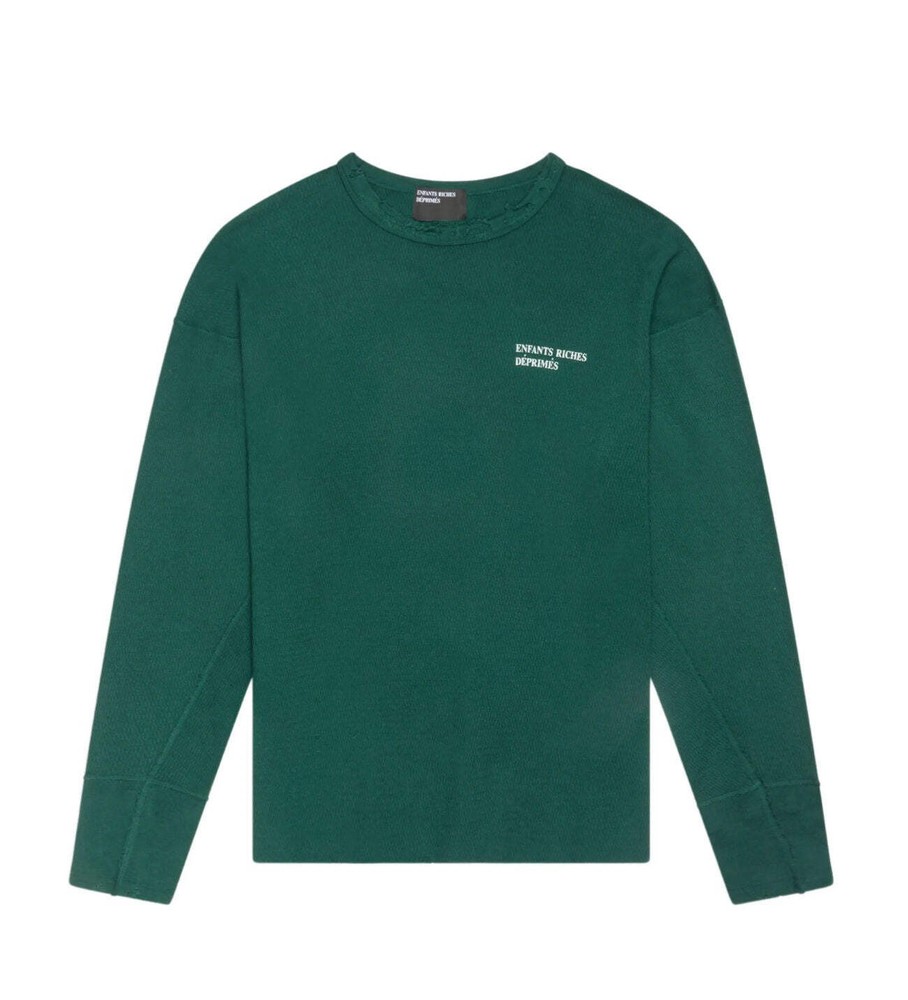 ERD Distressed Thermal Long Sleeve Shirt Green
