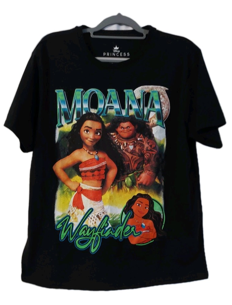 Disney Princess Moana Tee Shirt Size Large Wayfinder Graphic Black Maui NWT
