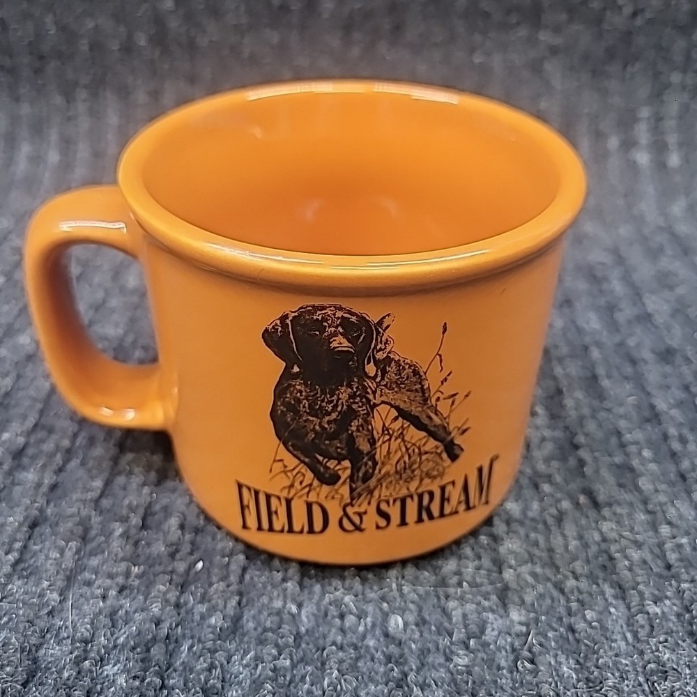Field and Stream Orange Coffee Mugs Black Lab Sporting dog,Vintage Cup Hunting