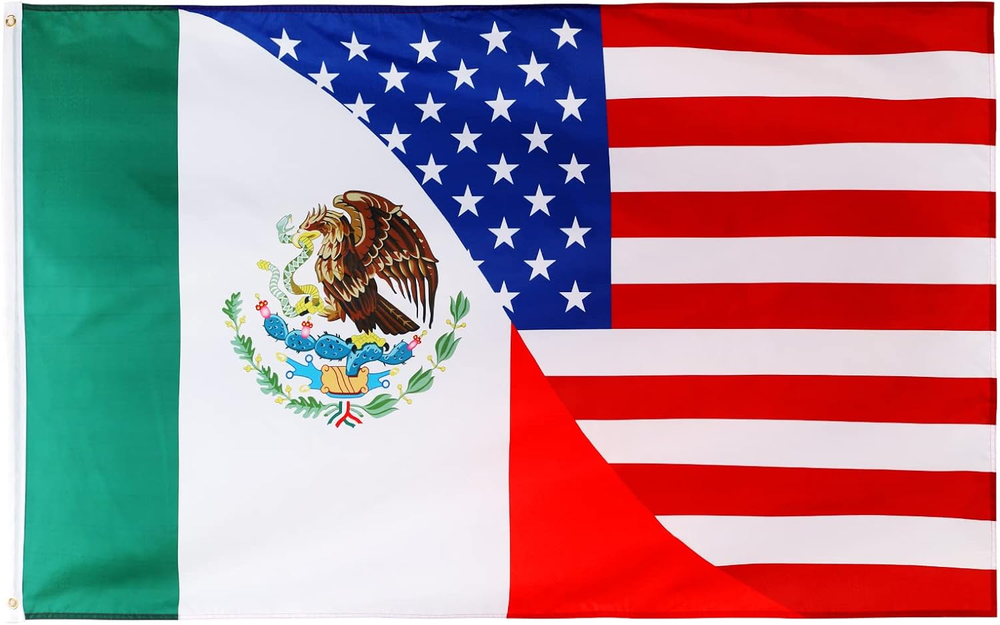 Mexico USA Friendship Flag, 3X5 Ft Mexico American Flag Banner, Backyard Lawn Ha