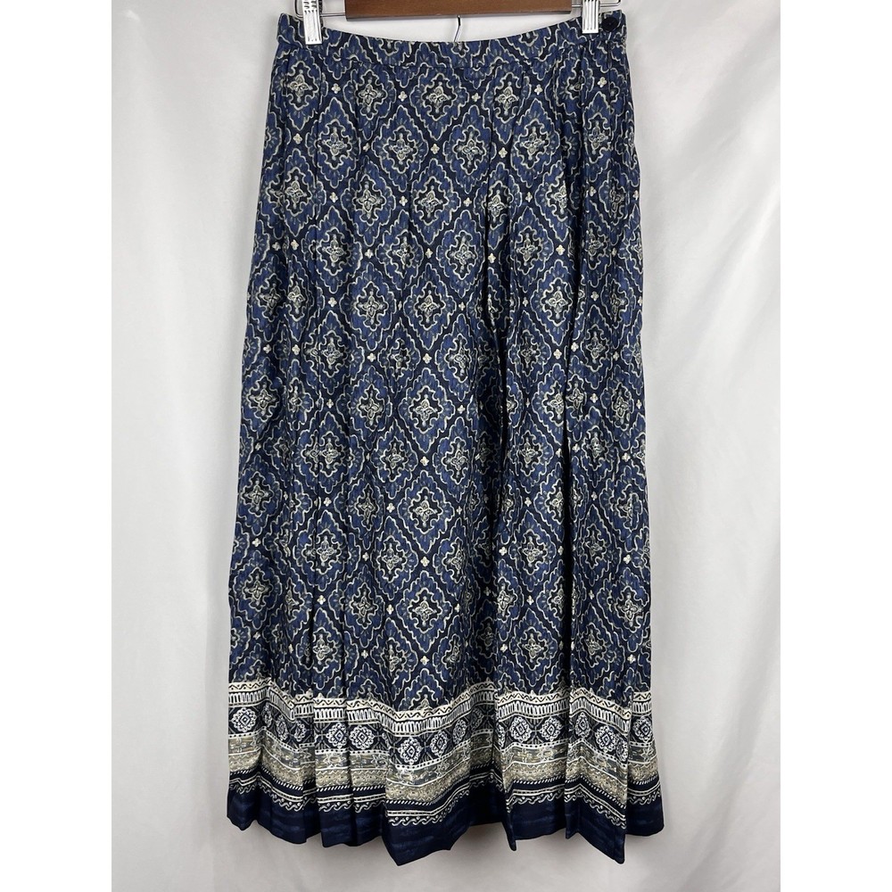 Vintage 90s Pendleton Blue Maxi Skirt Size 10 Made in USA Boho Lagenlook EUC