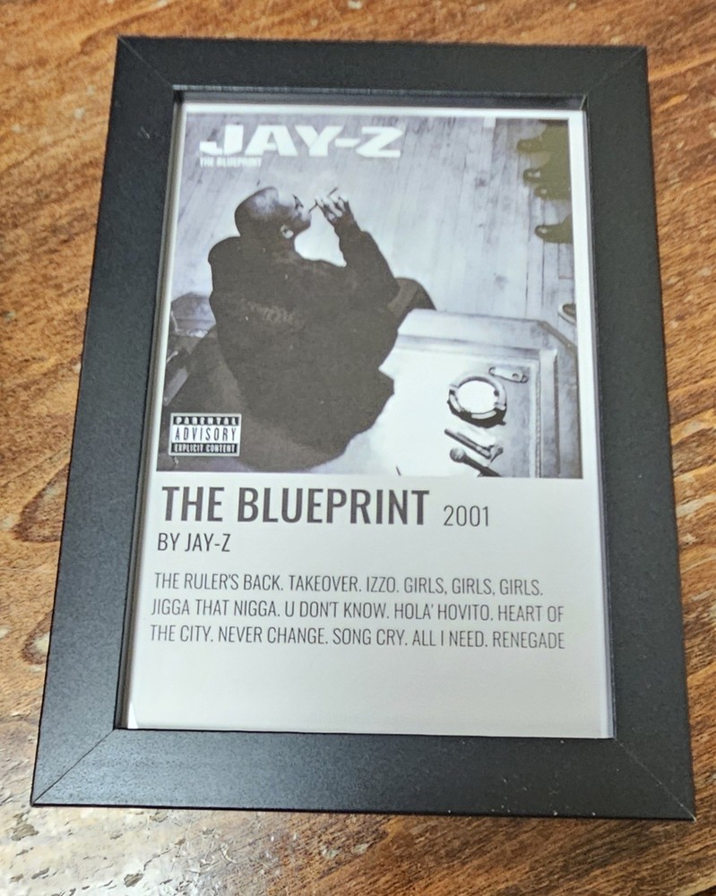 JAY-Z THE BLUEPRINT 5X7 FRAMED ALBUM PRINT TRACK LIST STAND UP OR HANGING