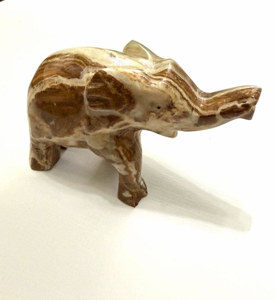 Vintage Hand Carved  Onyx Stone Elephant