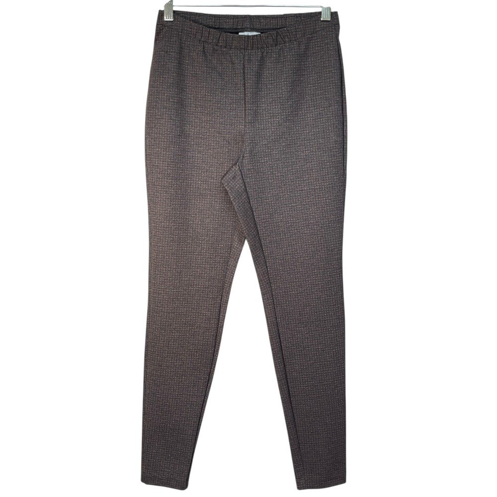 J.Jill Ponte Leggings Houndstooth Print Pull On Stretch Pants Womens Small Brown