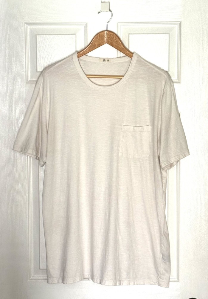 FLINT AND TINDER T-Shirt Mens Sz XL Tall Cream Cotton Huckberry Pocket USA Made