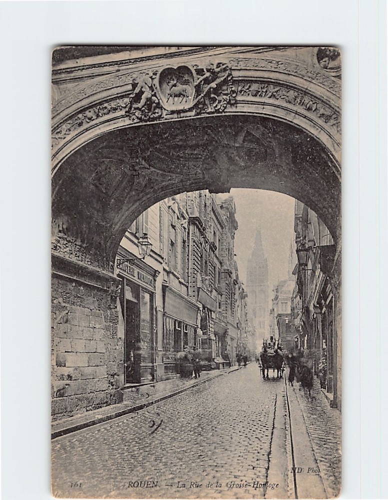 Postcard La Rue de la Grosse-Horloge, Rouen, France