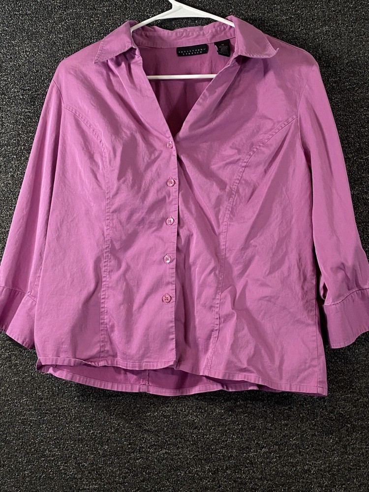 Apostrophe Stretch Women’s Mauve Button Down Shirt Long Sleeve Size 12