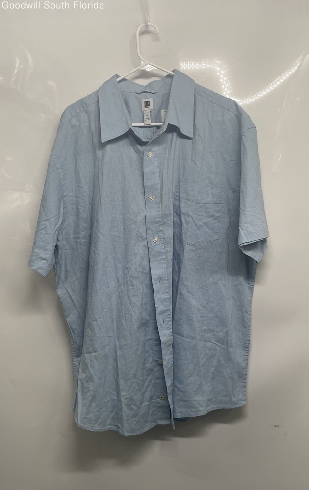 Gap Mens Blue Collared Short Sleeve Front Pockets Button-Up Shirt Size XXL