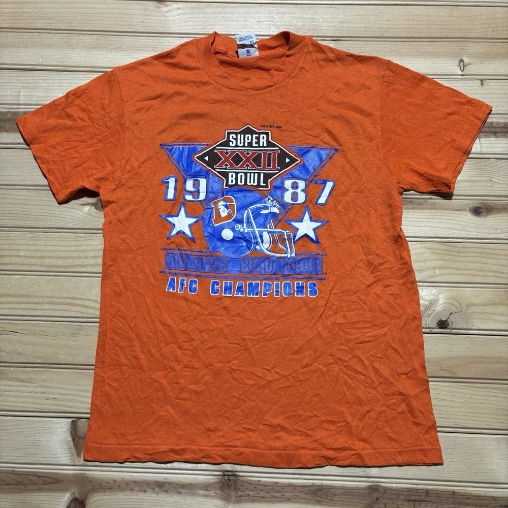 Vintage 80s Super Bowl XXII Denver Broncos NFL 1987 Shirt Size Medium 7 Logo