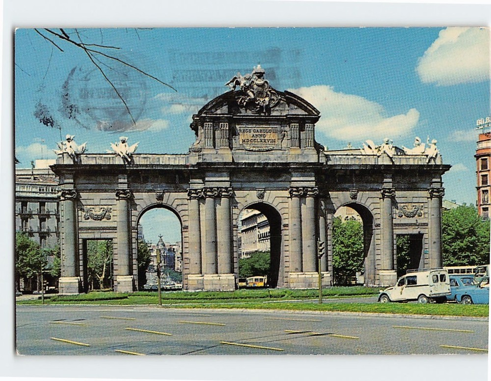 Postcard Alcala door Madrid Spain