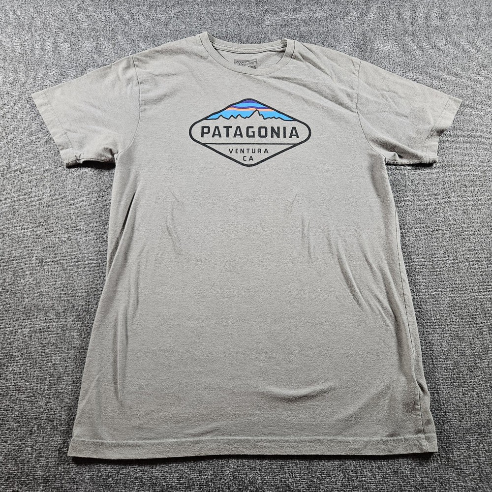 Patagonia Shirt Mens Medium Gray Ventura CA Logo Graphic Short Sleeve Tee