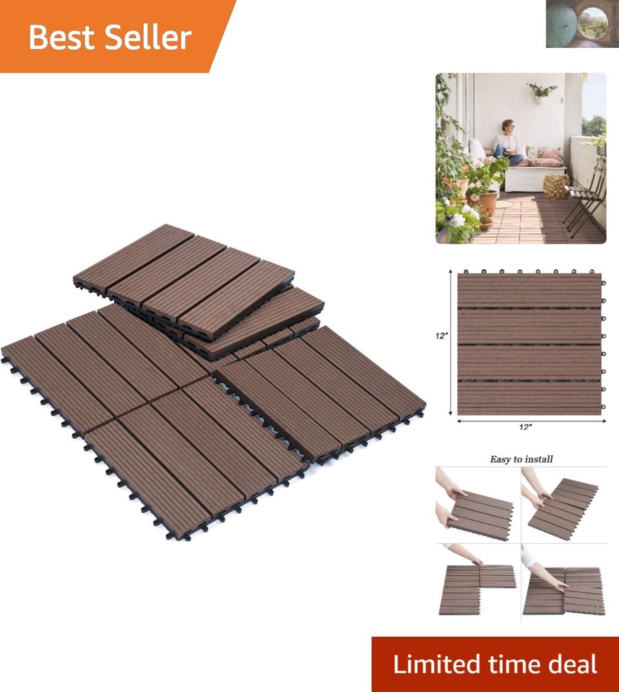 Durable 12x12 Interlocking Wood-Plastic Tiles for Patios and Balconies