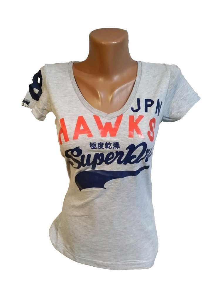 Superdry women's t-shirt  size  XS gray multi color Logo