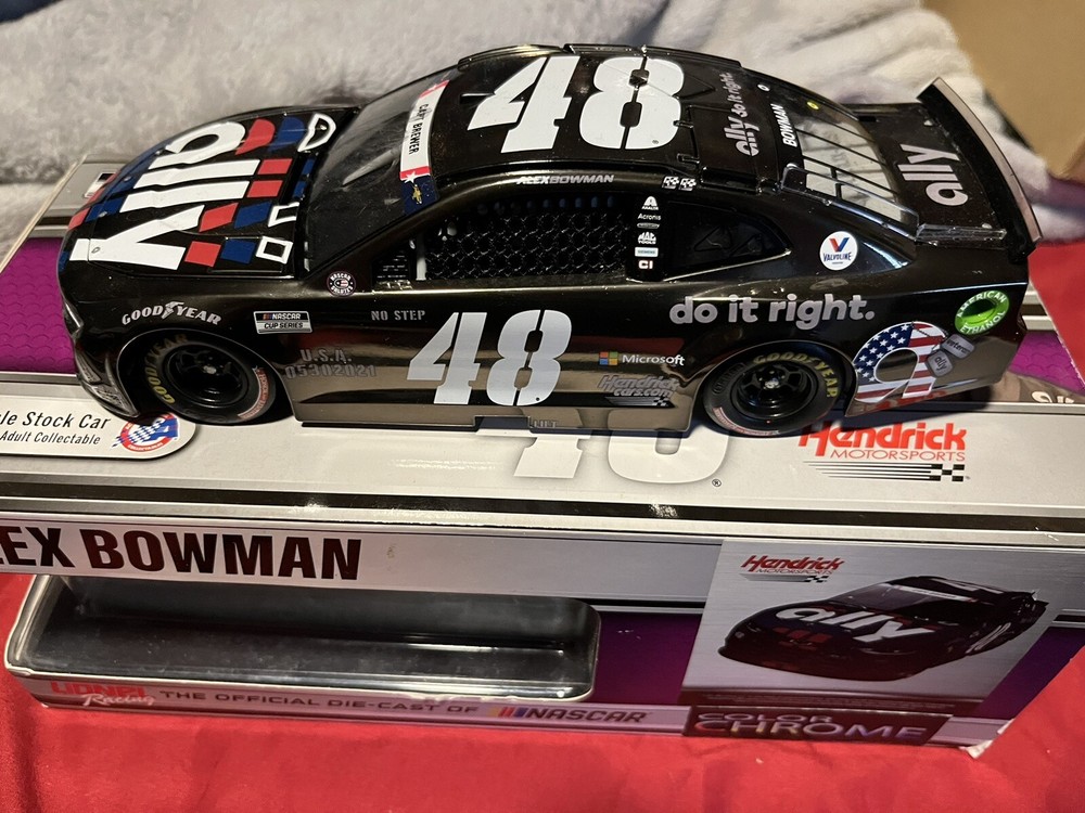 2021 Alex Bowman Ally Salutes #48 Color Chrome Autographed 1:24 NASCAR Diecast