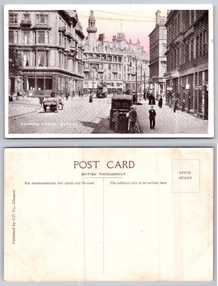 Vintage Postcard Charing Cross Glasgow Scotland Street Scene C.P. Co.