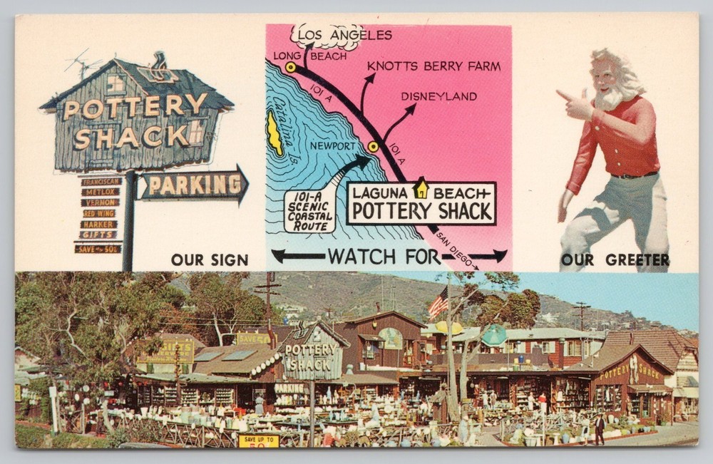 Pottery Shack Laguna Beach California CA Postcard