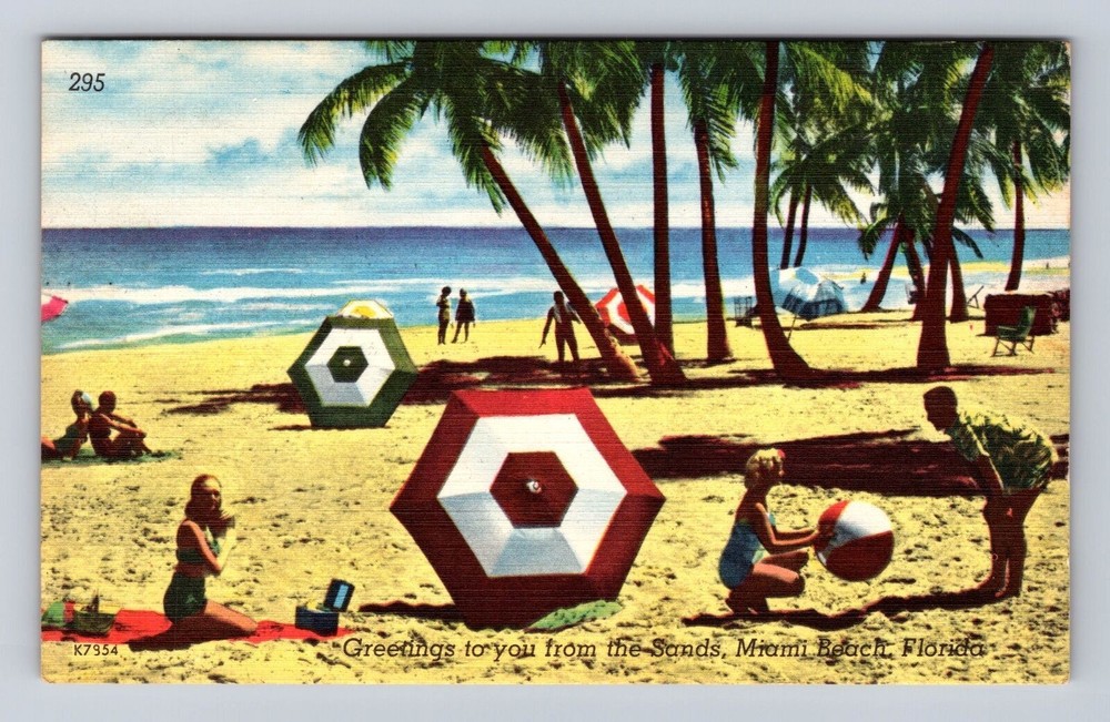 Miami Beach FL-Florida, General Greetings Sands of Miami, Vintage Postcard
