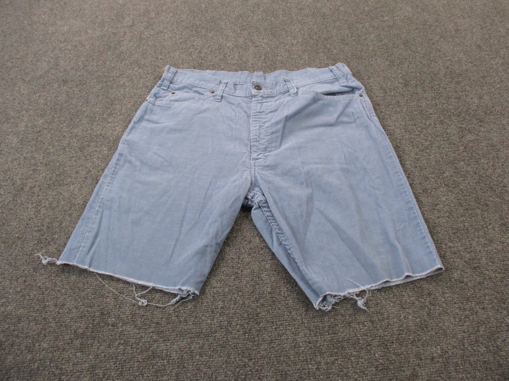 Vintage Levis Shorts Mens 36 Blue Cut Off Jeans 517 Corduroy White Tab 80s USA