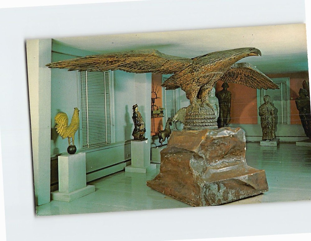 Postcard Shelburne Museum Vermont Carved Wooden Eagle Ballroom Stage Coach Inn