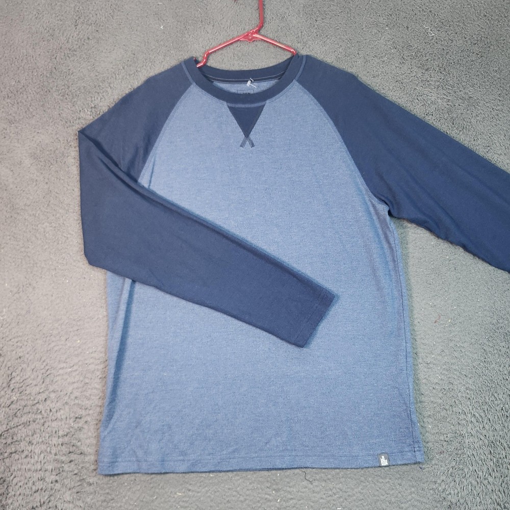 The North Face Shirt Mens Large Blue Colorblock Raglan Crewneck Long Sleeve Tee