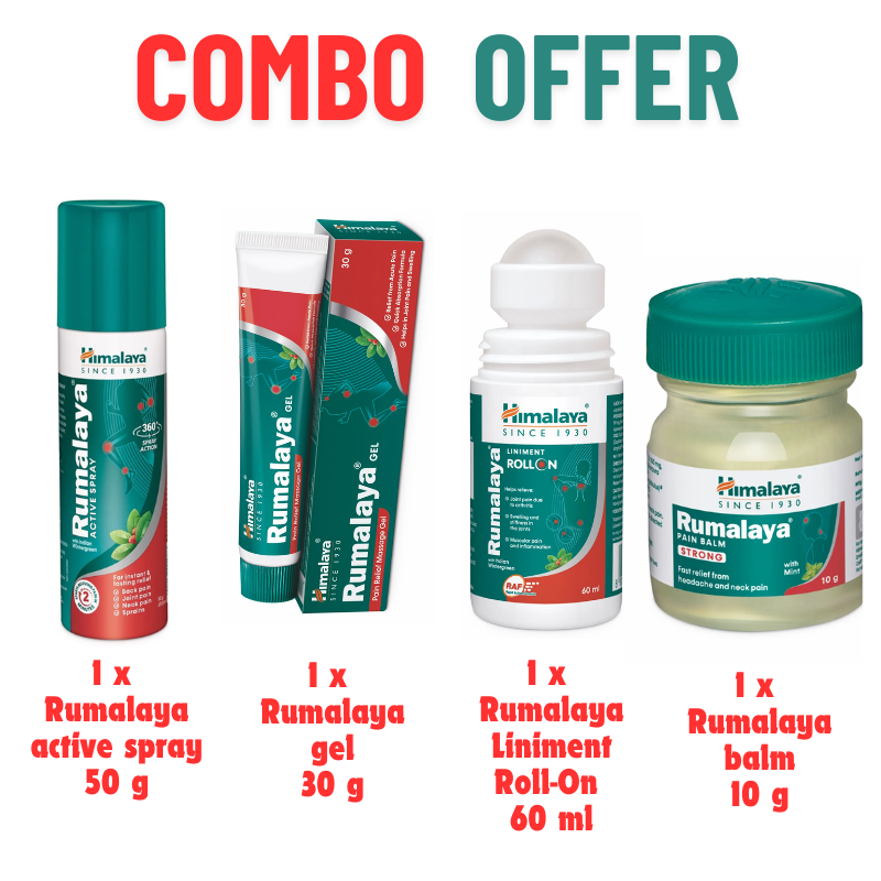 Himalaya Rumalaya spray+gel+roll on+balm combo for Joint Body muscle pain relief