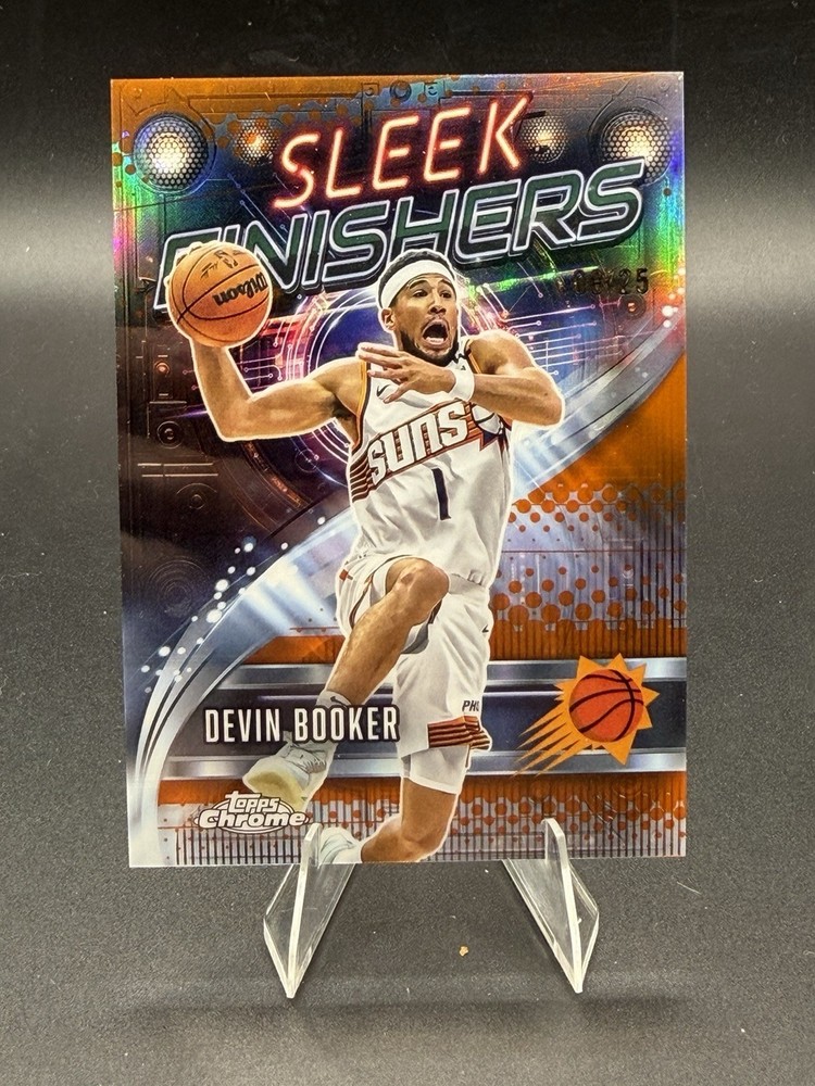 Devin Booker 2025 Topps Chrome Sleek Finishers Orange Color Match Refractor /25