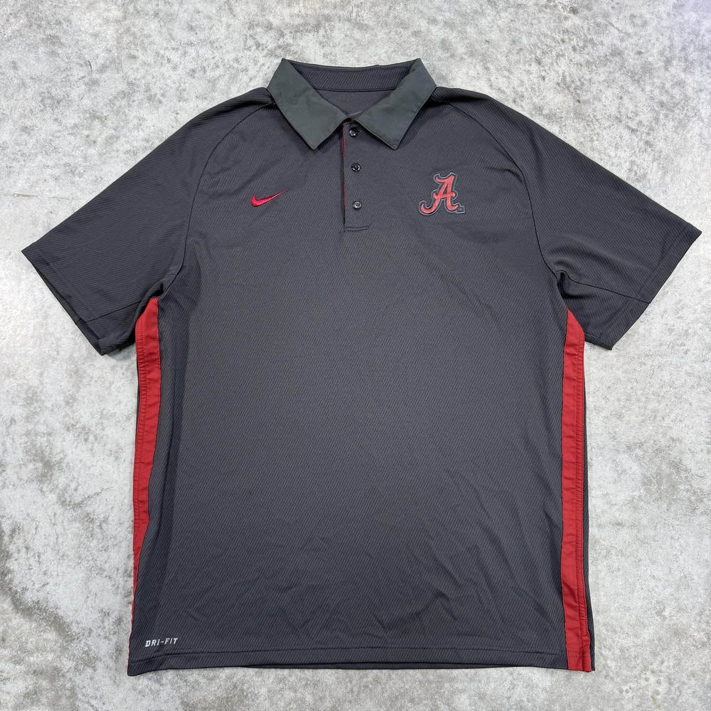 Alabama Crimson Tide Shirt Mens Large Gray Nike Dri-FIT Polo Golf Performance