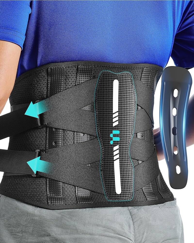 Back Brace for Women Men with Ergonomic Curved Spine Support and Carbon Fibre L