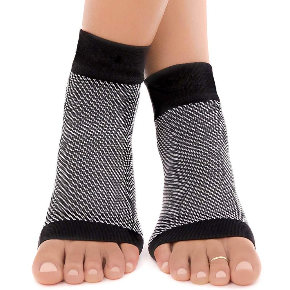 Anti Fatigue Foot Sleeve Achilles Tendon Support Plantar Fasciitis Socks Size L-image
