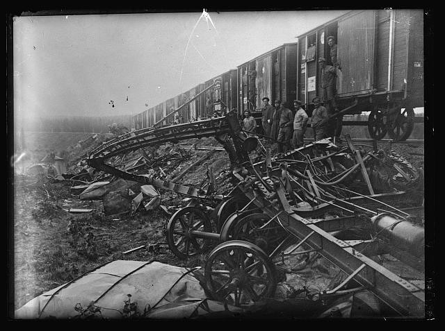 Photo:Siberia Russia 1918-1920 Red Cross Commission Train Wreckage