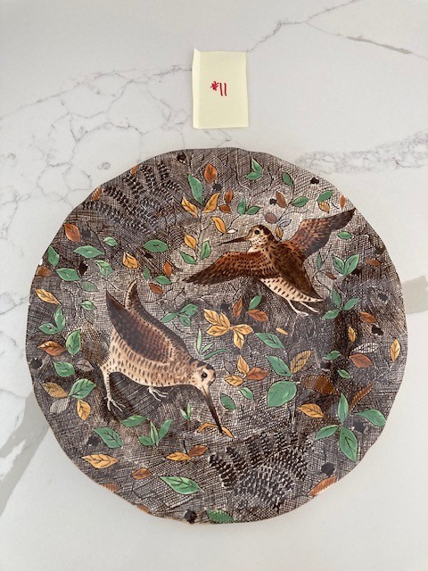 Vintage Gien Rambouillet Plate WOODCOCK French Faience Hunting Scene 10