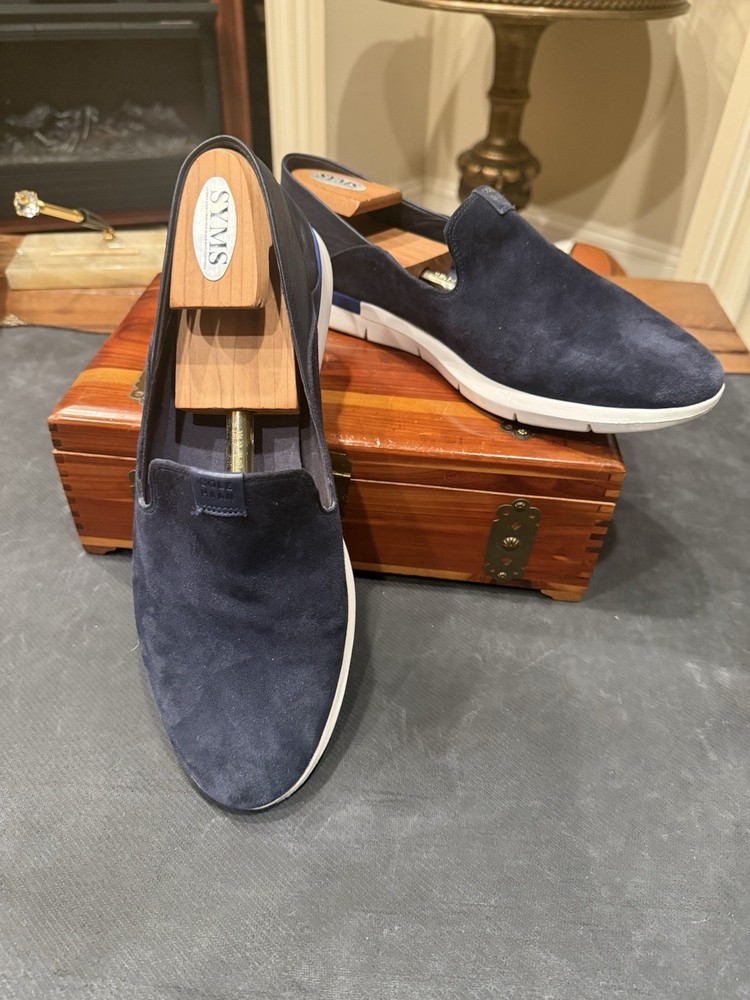 Cole Haan Blue Suede Slip On Casual Shoes Men's Round Toe Rubber Sole US 11.5
