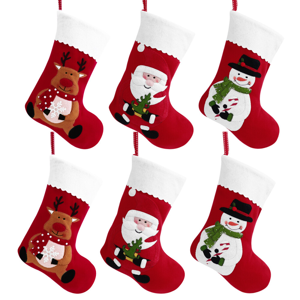 6PCS Stocking Bulk Pack Christmas Candy Pouch Kids Stockings Christmas Candy Bag