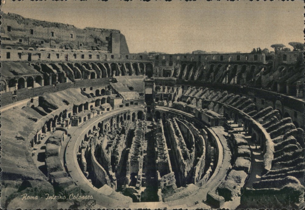 Rome, Italy Colosseum Interior Original Vintage Postcard
